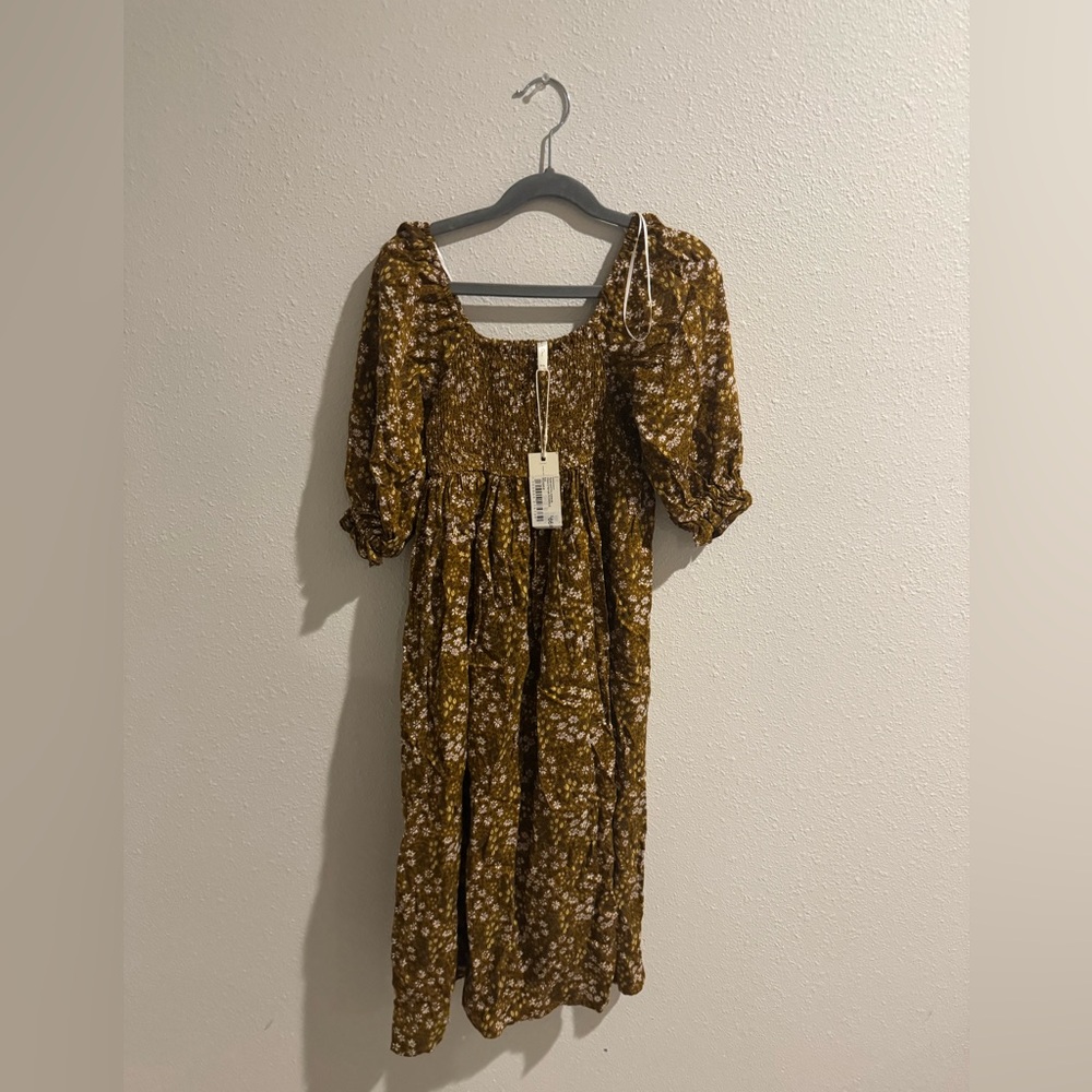 Rylee + Cru Floral Tan Dress